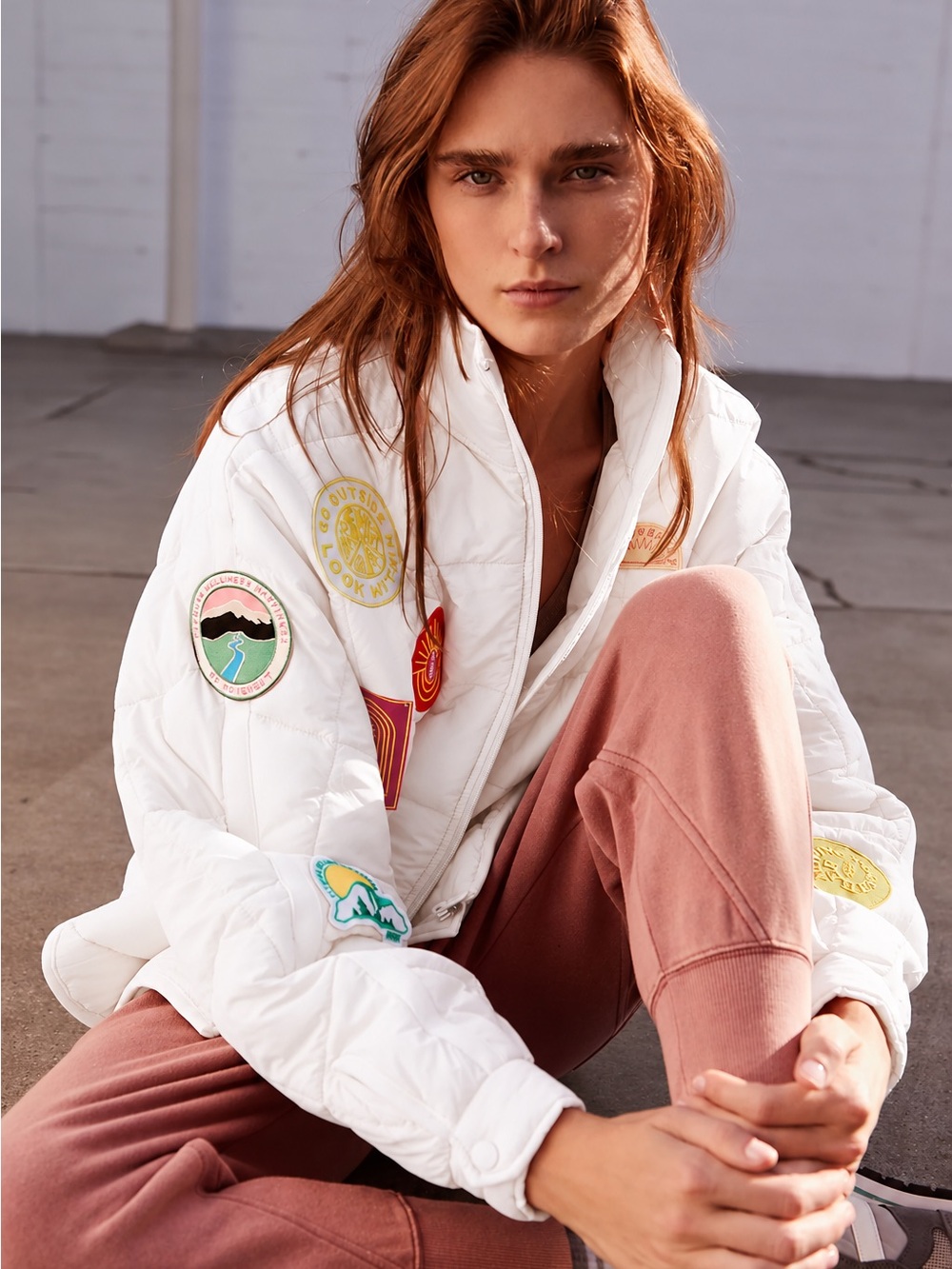 Free People FP Movement Pippa Packable Patch Puffer Jacket White L